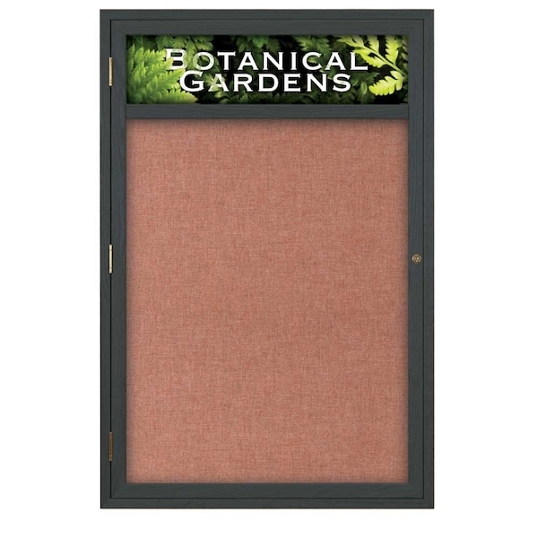 Sliding Glass Door Radius Letterboard, 96"x48", Satin/Licorice Vinyl